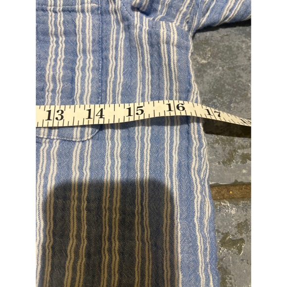 beachlunchlounge Collection Shirt Blue White Stripe Linen Blend Top Women's S - Picture 6 of 8